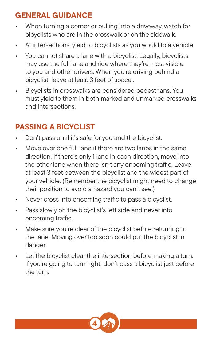 Reglas para compartir con ciclistas del PDF oficial